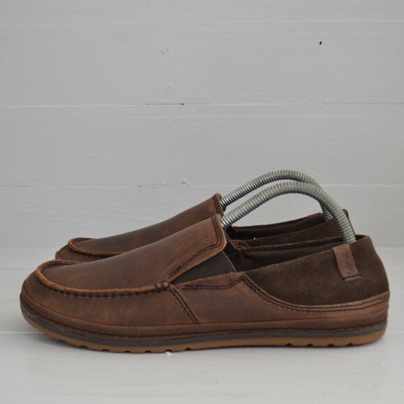 Teva Leather Brown Slip on Moccasin Men’s sz 8  1005202 - Picture 1 of 8